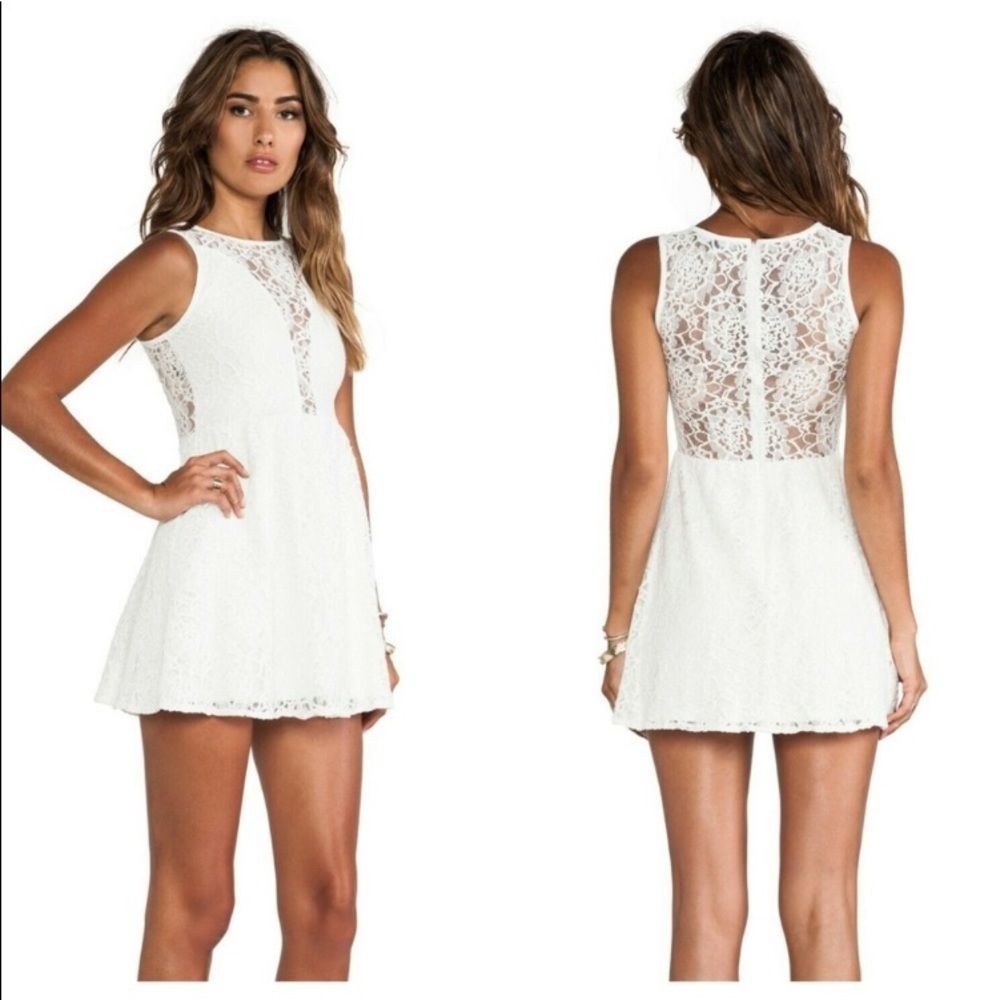 For Love & Lemons Lulu Fit & Flare Plunge Mini Skater Dress Size S View 4